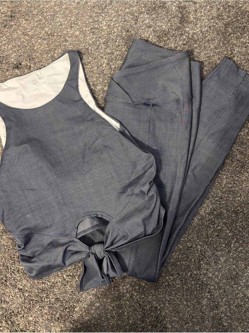 Year of Ours Set - Blue Tie-Front Tank with Crossover Leggings - M